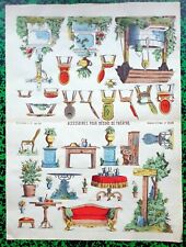  XIX ème - Rare Planche Décor pour Théâtre de Marionnette N°1538 40x30 cm 1880