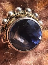 Mars & Valentine Bague Argent Massif Bleu Taille 55, Кольцо Ring 7,5 US