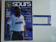 Programme et billet Premier ministre Tottenham Hotspur v Sunderland 2000/01
