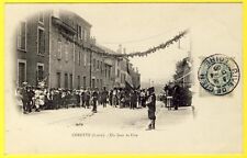 cpa LORETTE en 1906 (Loire) Un JOUR de FÊTE Animé Fanfare Drapeau Défilé Tambour