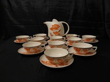 service à café,service"carmen",motif floral orange