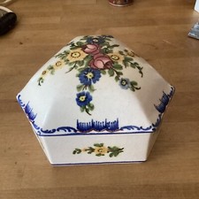  Boîte A Bijoux Bonbonnière Décor Floral Peint À La Main 12x14 