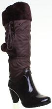 Bottes Hautes À Talons Pour Femmes En Fourrure Synthétique Marron Taille UK 2-8