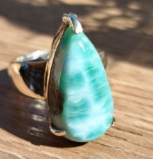 12g TOP Bague en Larimar sur argent taille 56 ou 7,25 (US)