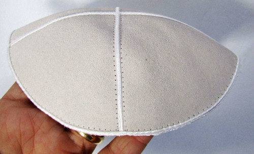 élégante kippa cuir gris - cuir,