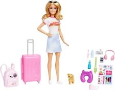 Barbie Coffret Voyage Malibu poupée avec plus de 10 accessoires 1 chiot HJY18