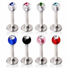Piercing oreille labret boules acrylique gemme