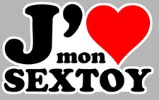 J'AIME MON SEXTOY HUMOUR SEXY DROLE FUN 12cm AUTOCOLLANT STICKER (JA042)