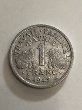 Pièce de 1 Franc Etat Français Bazor aluminium 1942, 1,6g