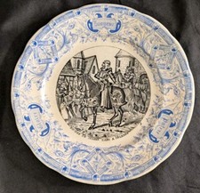 Assiette Parlante Digoin Sarreguemines N°5 Jeanne d'Arc entrée Orléans, Bleue