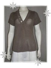 A - Pull  Fantaisie Taupe Manches Courtes Patrice Breal  Bréal Taille 3