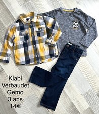 Kiabi Gemo VERBAUDET 3 ANS GARCON : t shirt Panda + Chemise + jean Bleu TBE