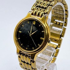 Montre-Bracelet SEIKO Or Noir Quartz Remplacée Design Classique Homme