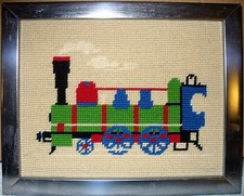 needlepoint framed Train