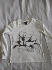 TEE-SHIRT, manche longue, blanc. Adolescent, Taille 14, 158 cm. G-STAR RAW
