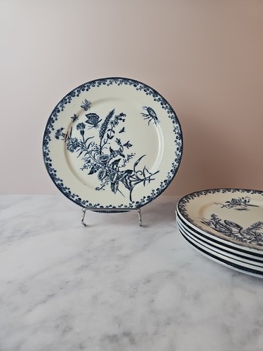 Assiettes plates décor fleurs - décor,