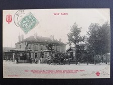 cpa 75 PARIS Entrée des ABATTOIRS de la VILLETTE Animée ATTELAGE Charette à Bras