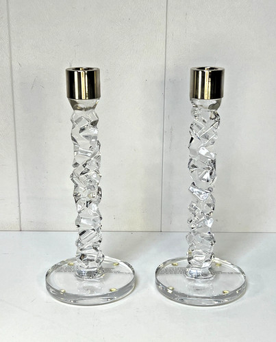 Paire bougeoirs cristal - de, en