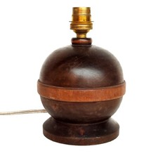 MAGNIFIQUE PIED LAMPE BOULE EN BOIS ART DÉCO MODERNISTE ERA CHARLES DUDOUYT 