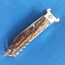 ISSARD INOX, couteau COURTY Paris, bois de cerf véritable