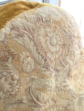 LARGE French antique needlepoint TAPESTRY fragment velvet SUNFLOWERS PILLOW 1950