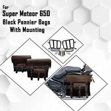 Adapté Pour Royal Enfield Super Meteor 650 Noir Toile & Panier Sacs Avec Montage