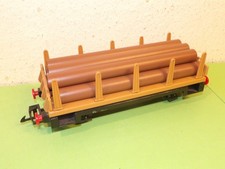 Playmobil 4105 train car avec 7 tubes marron (2)