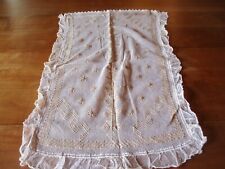 Rideau N°72 petit blanc or ancien ajouré  45 x 65 cm    vintage