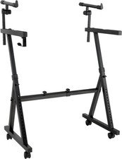 Support Ratelier Clavier pour Piano Numerique Pied 2 Niveaux et Rouler Noir