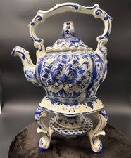 Ancienne théière photophore en faïence BOCH modèle Amsterdam