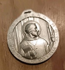 Grande Médaille Religieuse St Bernard Patron Alpiniste Et Skieurs Métal Léger 