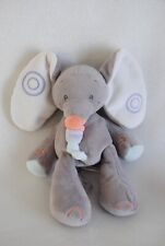 ?Doudou Eléphant Musical NATTOU Bubbles Gris Bleu Blanc Orange 24 Cm