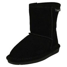 Bottes En Suède Noire Doublées En Laine De Mouton Réel Bearpaw: Emma