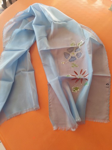 Foulard echarpe soie peint - foulard/echarpe, en