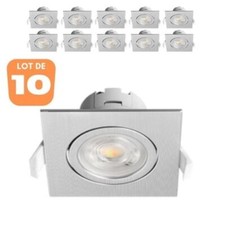 Lot de 10 Spots LED encastrables 3en1 carré alu 7W IP20