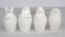 4 pots pharaoniques anciens egyptiens canopiques statue albâtre pierre (KJ)