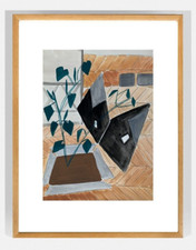 Andrée SAUNIER (1925-2015) Belle peinture scène d'intérieur design 1960 (27)