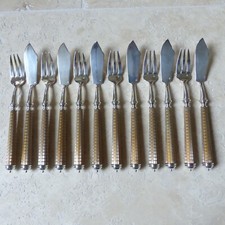 RARE ALAIN SAINT JOANIS QUADRILLE SILVER PLATED FISH SET 12 PIECES (set #2)