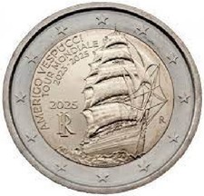 1x 2euro commémorative Italie 2025 - voilier Amerigo Vespucci (neuve)