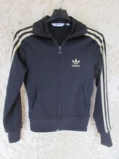 Veste ADIDAS rétro vintage tracktop jacket trefoil noir or doré taille 32