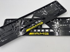 2 x cadre support de plaque d'immatriculation Mercedes Benz AMG NOIR BRILLANT