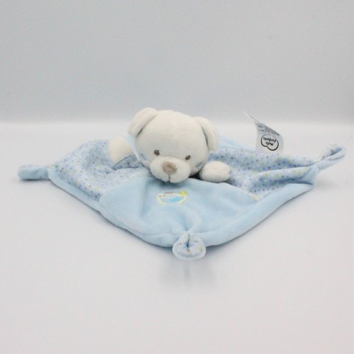 Doudou plat ours - bleu, pois