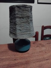 lampe verre peint abat jour tissus laine vintage des années 70