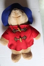 Eden Toys : Ours Paddington 36 cm, chapeau bleu, manteau rouge. Années 1990.
