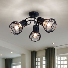 Lampe Vintage De Plafond Spot Rondelle Projecteur Noir Cage Chambre