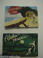 Hawaiian Tiki Hula Girl Surfer Outrigger magnets Set of 3 Oasis VLV rockabilly