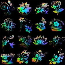 Sticker mural papillon fleurs