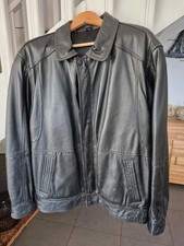 blouson cuir homme agneau véritable taille 54 noir très bon état