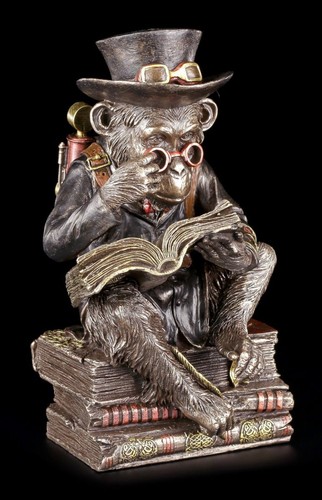 Steampunk chimpanzee figurine - steampunk,