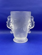 Vase Verre Dépoli Joseph Inwald Barolac Mer Poissons Anses Hippocampes TBE